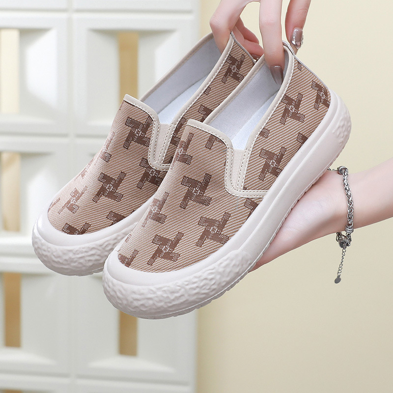 Női vászoncipő – slip-on, alacsony felső rész, lélegző, PU talp