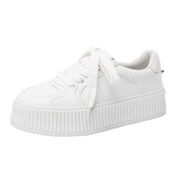 Adidași casual pentru femei cu vârf rotund, exterior microfibră, talpă din cauciuc, toc mediu 3–5 cm, șiret, stil colegiu