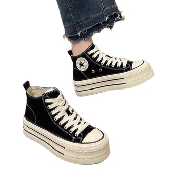 Pantofi sport de pânză pentru femei, înălțimea părții superioare 3–7 cm, talpă injectată, șiret frontal, căptușeală PU, respirabili