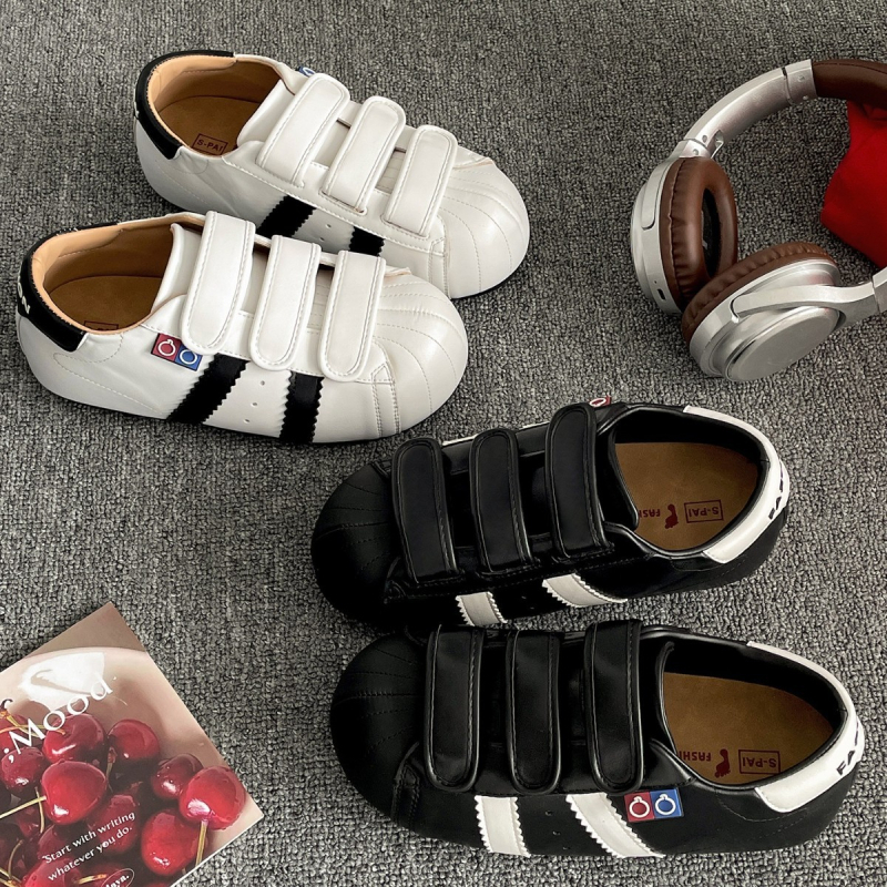 Pantofi sport dama din pânză cu Velcro – talpă din cauciuc, talpă joasă, branț PU, vară 2025