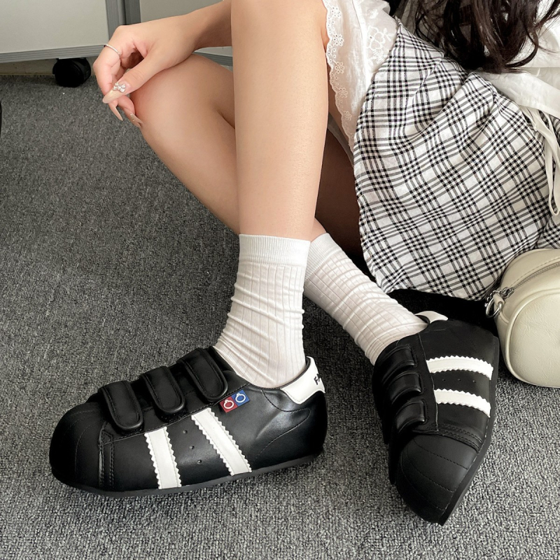 Pantofi sport dama din pânză cu Velcro – talpă din cauciuc, talpă joasă, branț PU, vară 2025