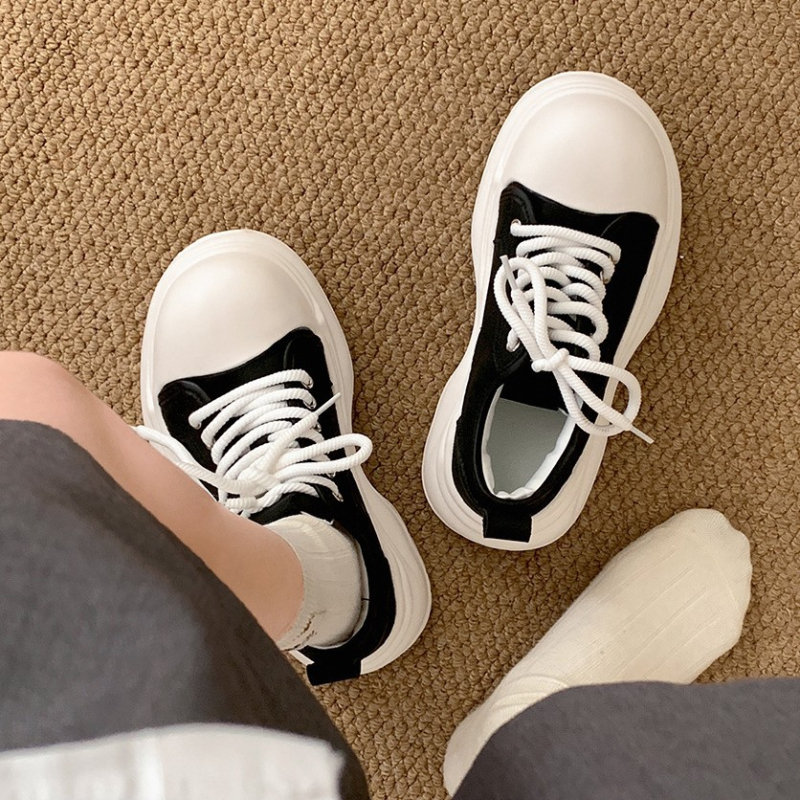 Adidași din pânză, vârf rotund, talpă groasă, gleznă joasă, branț PU respirabil