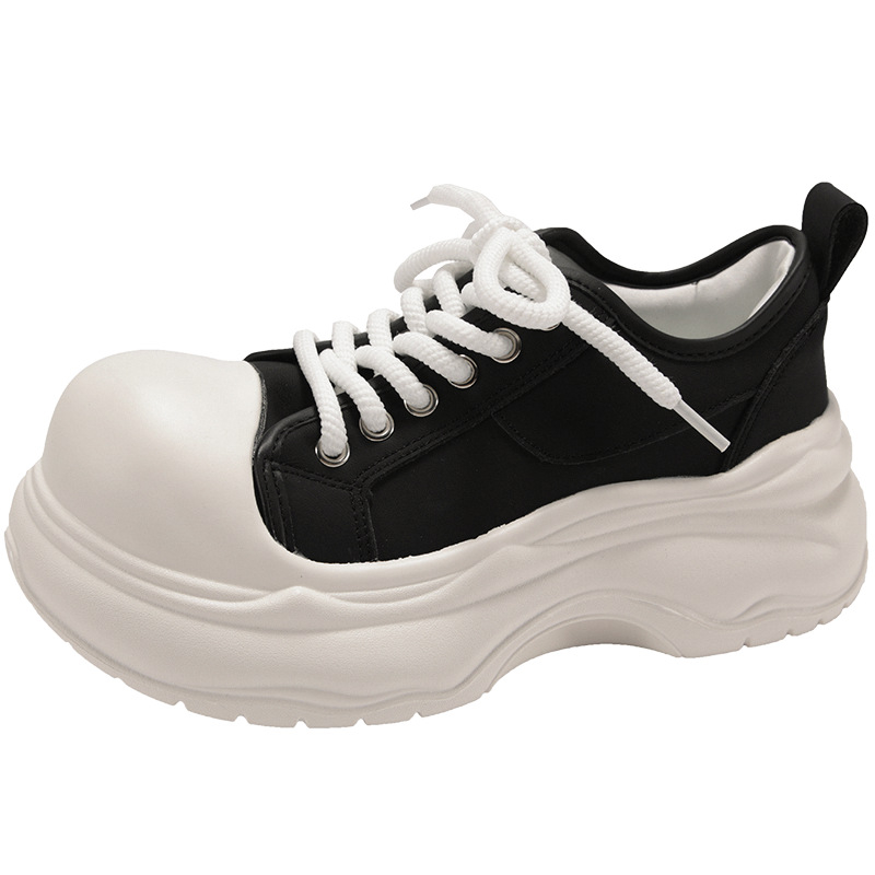 Adidași din pânză, vârf rotund, talpă groasă, gleznă joasă, branț PU respirabil