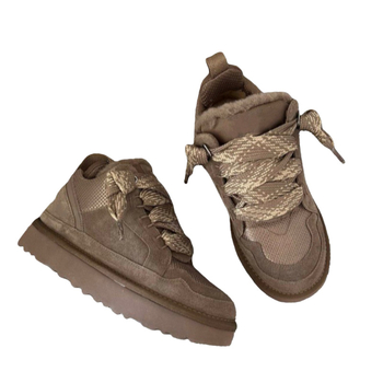 Cizmă de zăpadă pentru femei cu blană sintetică integrată, șireturi frontale, vârf rotund, talpă din cauciuc groasă