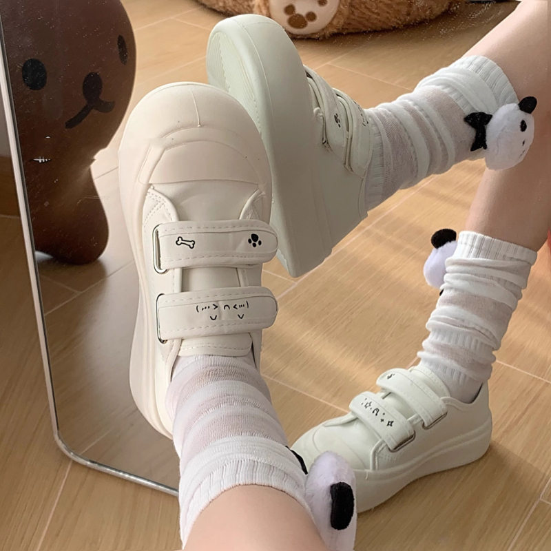 Pantofi sport pentru femei cu Velcro, talpă groasă 3-5 cm, PU partea superioară, talpă din cauciuc, vârf rotund