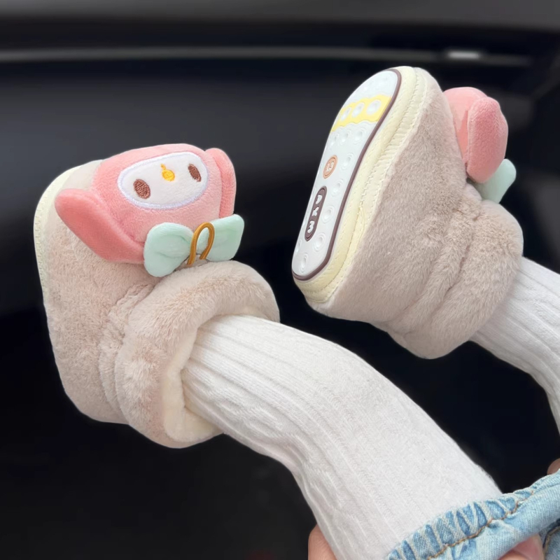 Детски зимни обувки за прохождане: велурена горна част, гумена подметка, дебели, противохлъзгащи и топли, с дизайн на карикатурен персонаж, за 6–12 месеца