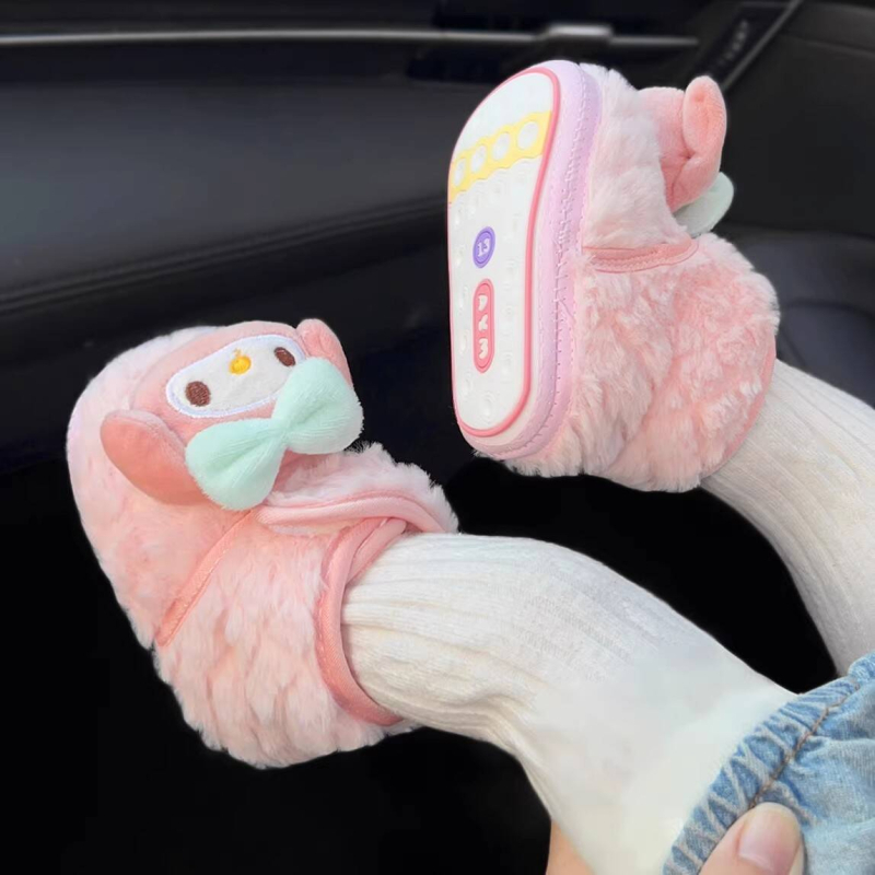 Детски зимни обувки за прохождане: велурена горна част, гумена подметка, дебели, противохлъзгащи и топли, с дизайн на карикатурен персонаж, за 6–12 месеца