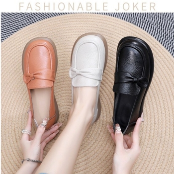 Női PU bőrf Slip-On cipő, kerek orrú, lélegző és kopásálló, alacsony lapos talp (1–3 cm)