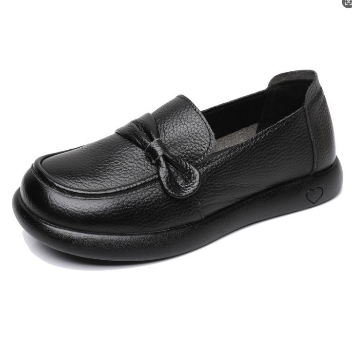 Női PU bőrf Slip-On cipő, kerek orrú, lélegző és kopásálló, alacsony lapos talp (1–3 cm)
