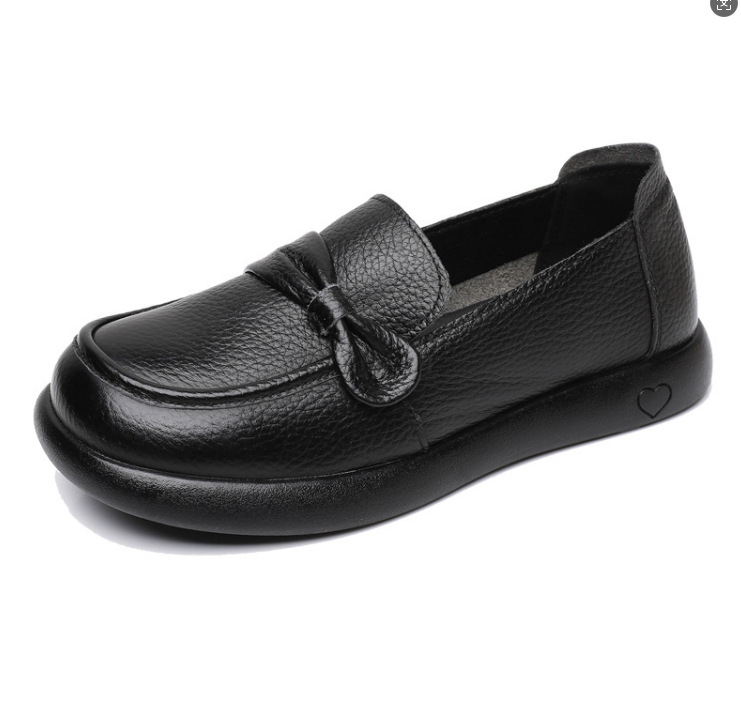 Női PU bőrf Slip-On cipő, kerek orrú, lélegző és kopásálló, alacsony lapos talp (1–3 cm)