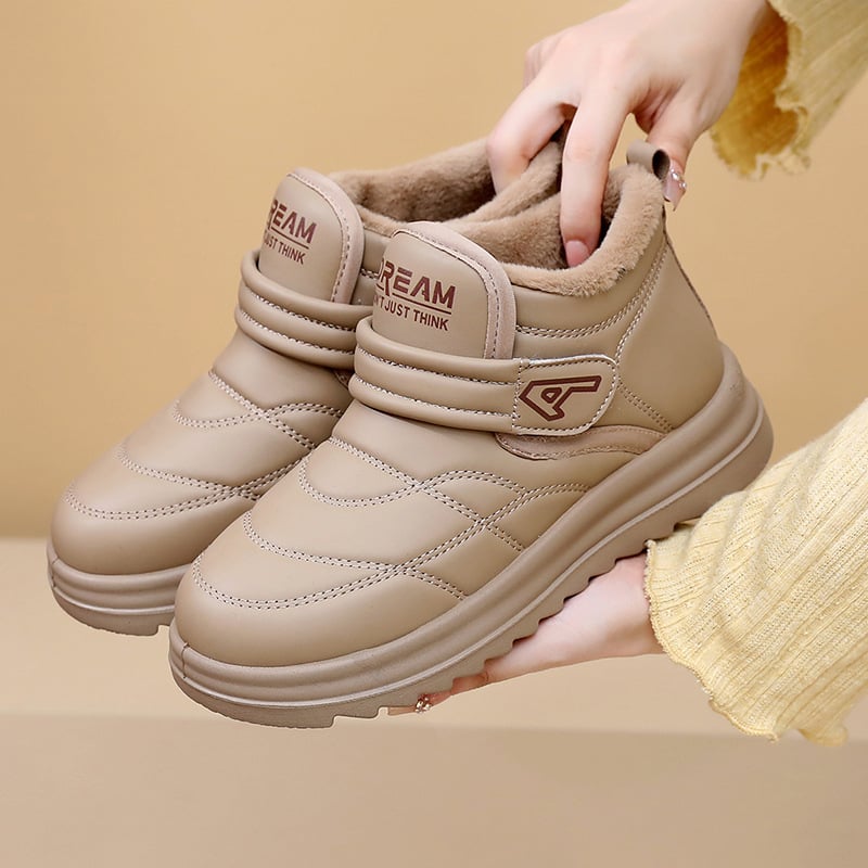 Ženske zimske čizme za snijeg s PU gornjim dijelom, toplom fleece podstavom, Velcro zatvarač, protuklizna potplata