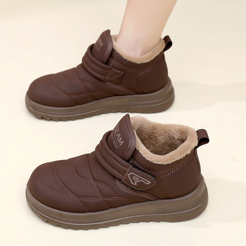 Ženske zimske čizme za snijeg s PU gornjim dijelom, toplom fleece podstavom, Velcro zatvarač, protuklizna potplata