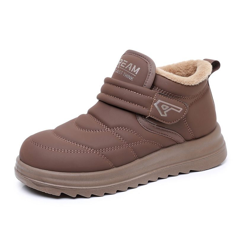 Ženske zimske čizme za snijeg s PU gornjim dijelom, toplom fleece podstavom, Velcro zatvarač, protuklizna potplata