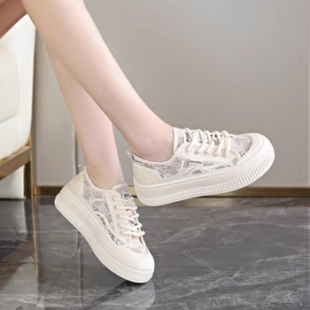 Pantofi dama din plasă respirabili, talpă din cauciuc, branț EVA, șiret frontal, vârf rotund