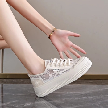 Pantofi dama din plasă respirabili, talpă din cauciuc, branț EVA, șiret frontal, vârf rotund