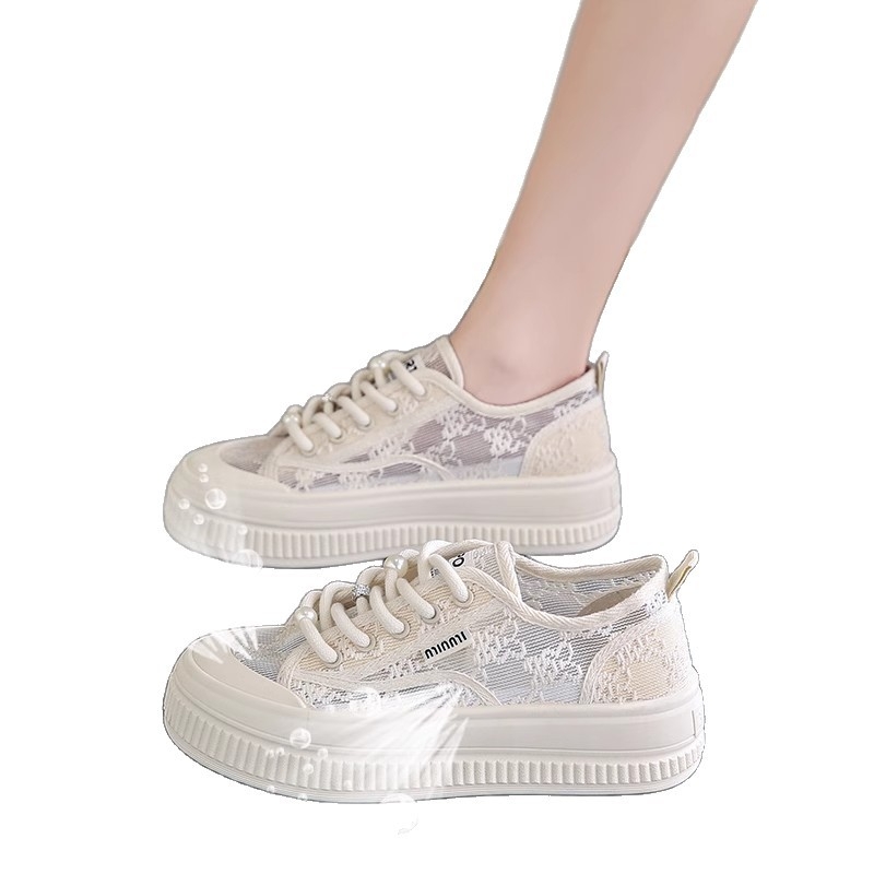 Pantofi dama din plasă respirabili, talpă din cauciuc, branț EVA, șiret frontal, vârf rotund