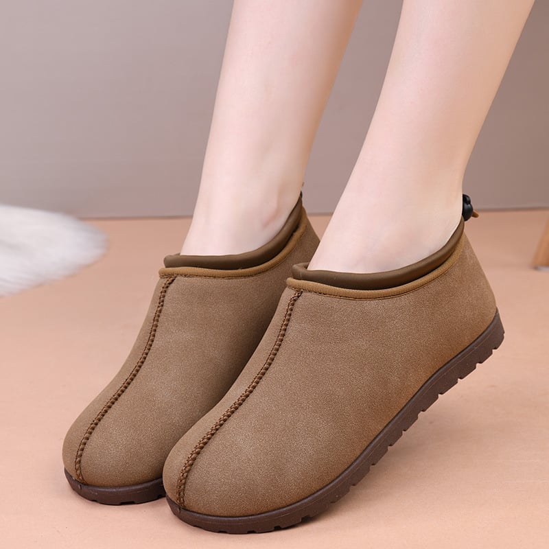 Pantofi de damă slip-on din bumbac, căptușeală fleece, partea superioară velur, talpă din cauciuc – mențin căldura