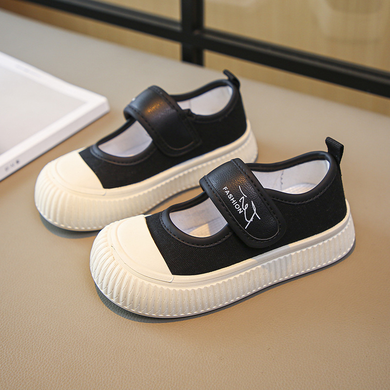 Uniszex gyerek vászoncipő koreai stílusban, alacsony felső rész, EVA felsőrész, lélegző, Velcro-zárás, gumí talp – tavasz–nyár–ősz