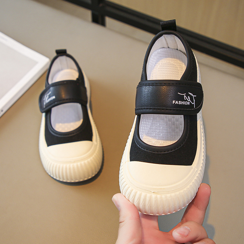 Uniszex gyerek vászoncipő koreai stílusban, alacsony felső rész, EVA felsőrész, lélegző, Velcro-zárás, gumí talp – tavasz–nyár–ősz