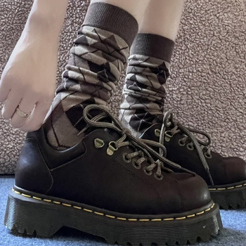 Pantofi unisex cu platformă, vârf rotund, piele de vită pe partea superioară, talpă din cauciuc, toc muffin