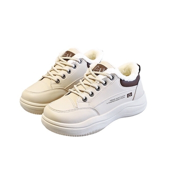 Adidași sport casual cu talpă groasă, partea superioară PU, căptușeală din pluș sintetic scurt, talpă din cauciuc, model de iarnă