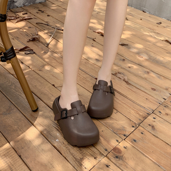 Sieviešu sandales ar biezām zolēm — korejiešu stilā āra lietošanai, iedvesotas Birkenstock, EVA augšējā daļa un zole, apaļa pirksta forma, bez odas