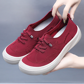 Női vastag talpú slip-on loaferek - Szövött felsőrész, PU talp, injektált formázású cipő, könnyű és lélegző