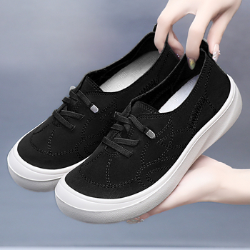 Női vastag talpú slip-on loaferek - Szövött felsőrész, PU talp, injektált formázású cipő, könnyű és lélegző