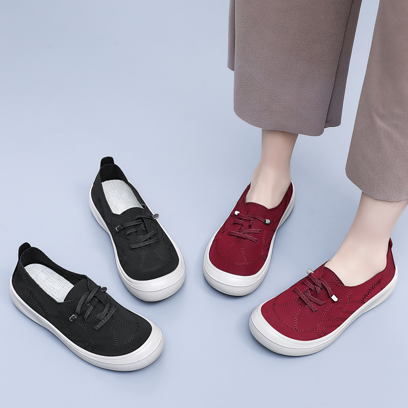 Női vastag talpú slip-on loaferek - Szövött felsőrész, PU talp, injektált formázású cipő, könnyű és lélegző