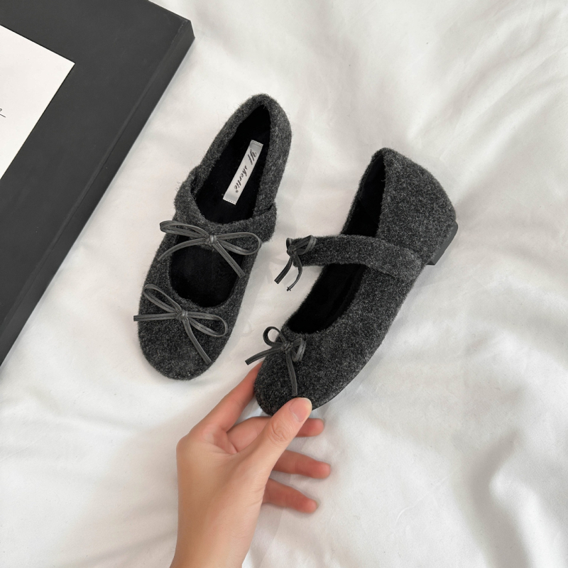 Ženske ravne cipele sa skrivenim povećanjem visine 5 cm, mašna, slip-on, gornji dio od nubuka, podstava od ovčje kože