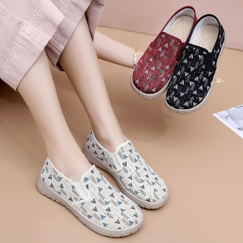 Pantofi casual femei - partea superioară textilă, vârf rotund, închidere cu șiret în față, talpă PVC, branț textil