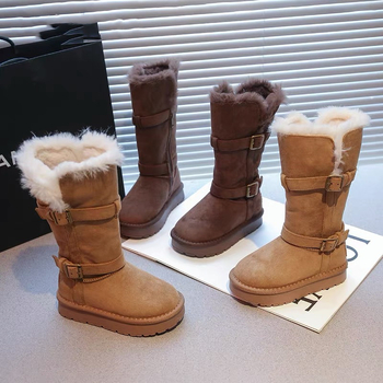 Djevojačke zimske gležnjače s plišanim podstavom, gornji dio od velura, gumeni potplat, zima 2025, uzrast 4–16 godina