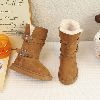 Djevojačke zimske gležnjače s plišanim podstavom, gornji dio od velura, gumeni potplat, zima 2025, uzrast 4–16 godina