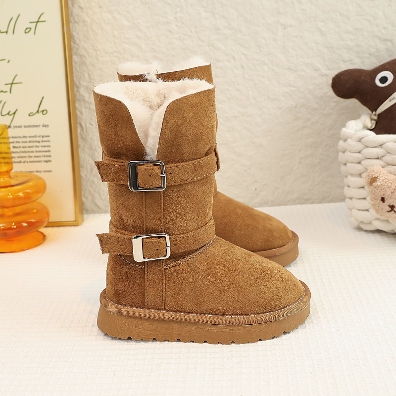 Djevojačke zimske gležnjače s plišanim podstavom, gornji dio od velura, gumeni potplat, zima 2025, uzrast 4–16 godina