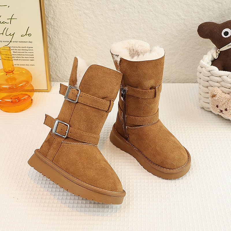 Djevojačke zimske gležnjače s plišanim podstavom, gornji dio od velura, gumeni potplat, zima 2025, uzrast 4–16 godina