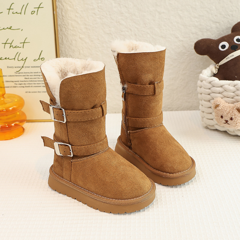 Djevojačke zimske gležnjače s plišanim podstavom, gornji dio od velura, gumeni potplat, zima 2025, uzrast 4–16 godina