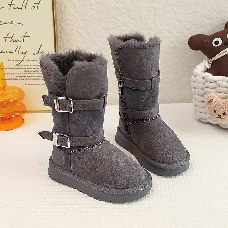 Djevojačke zimske gležnjače s plišanim podstavom, gornji dio od velura, gumeni potplat, zima 2025, uzrast 4–16 godina
