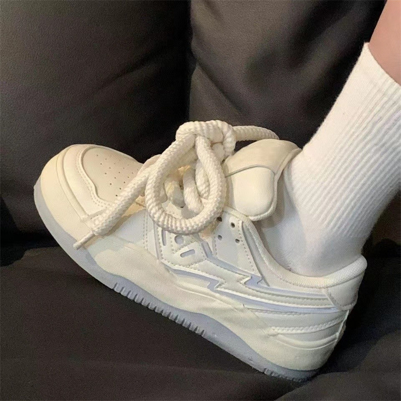 Pantofi sport casual pentru femei, talpă groasă de cauciuc, partea superioară PU respirantă, vârf rotund, 3–5 cm toc mijlociu, închidere cu șireturi