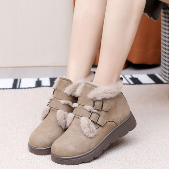 Ženske zimske čizme s debelim potplatom, podstava od umjetnog pliša, gornji dio od mikrovlaknaste kože, PU potplata, visoke zimske čizme