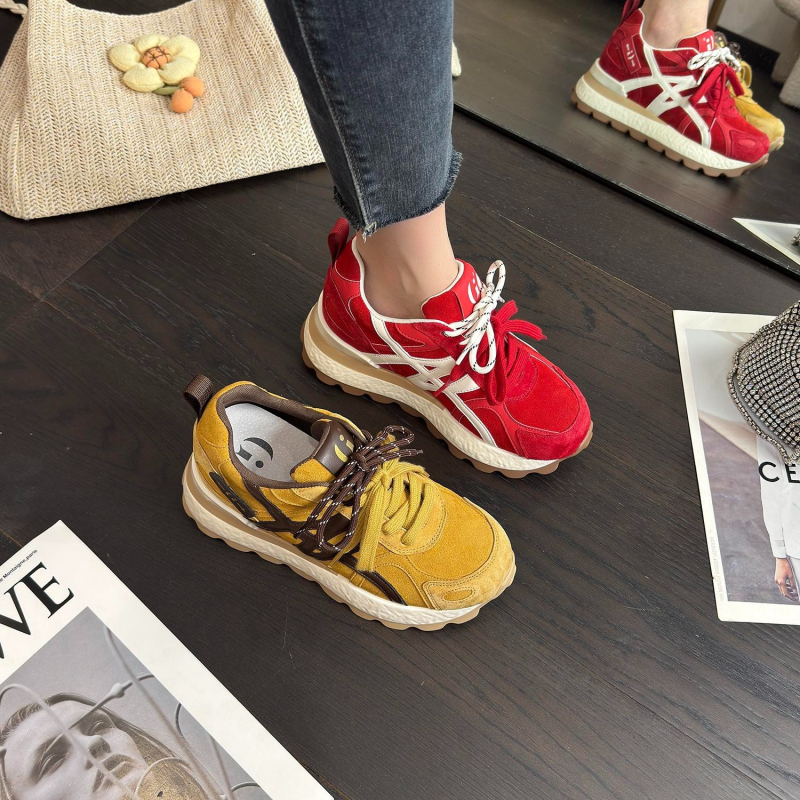 Dexun női Forrest Gump-stílusú tornacipő 8 cm rejtett magasságnöveléssel, retro stílusú cipő, gumírozott talp, fűzőkkel, 2025-ös kiadás