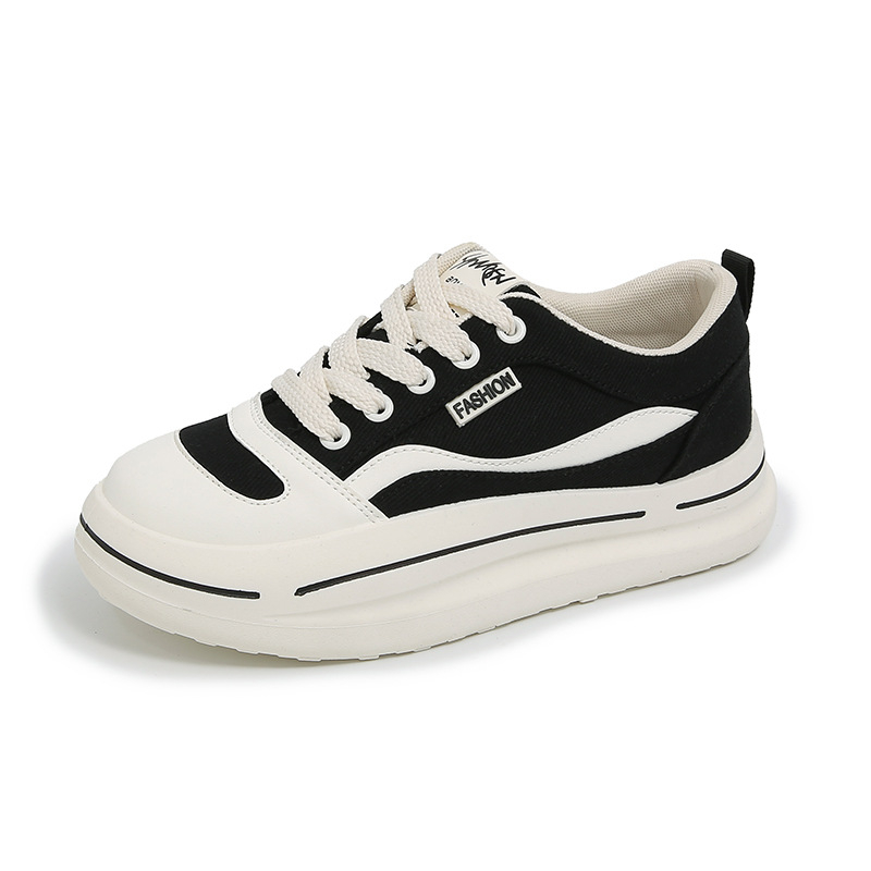 Moteriški kanvas bateliai su stora padu - žemas viršus, raišteliai, vulkanizuota padas