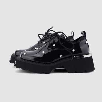 Γυναικεία παπούτσια από μικροϊφίβερ, με στρογγυλό δάκτυλο, 3–5 cm φαρδύ τακούνι, με κορδόνια