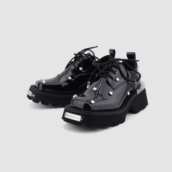 Γυναικεία παπούτσια από μικροϊφίβερ, με στρογγυλό δάκτυλο, 3–5 cm φαρδύ τακούνι, με κορδόνια