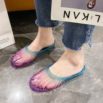 Baotou ženske papuče s protivkliznim dnom, plastični gornji dio, PVC đon, gradijentni uzorak, injekcijsko oblikovanje đona