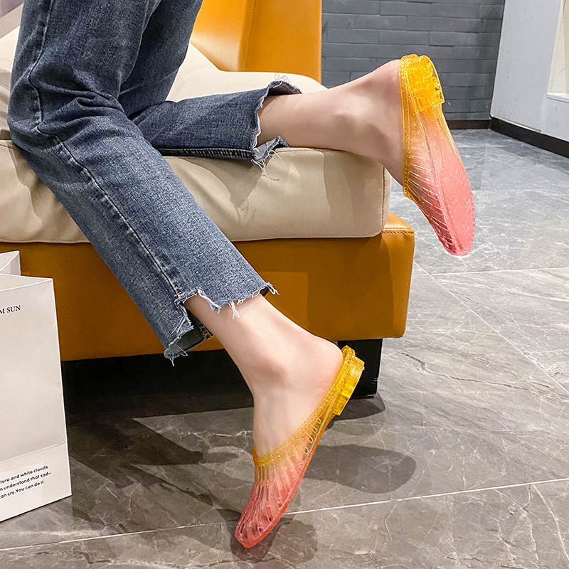 Baotou ženske papuče s protivkliznim dnom, plastični gornji dio, PVC đon, gradijentni uzorak, injekcijsko oblikovanje đona