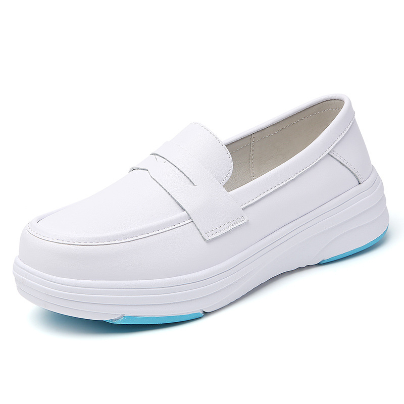 Ápolónői cipő valódi bőrből, légáteresztő bélés, EVA talp, csúszásmentes, alacsony felsőrész, 3–5 cm magas sarok