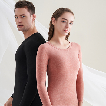 Unisex Θερμικό Σετ Εσωρούχων - Μαλλί & Mulberry Μετάξι, Παχύτητα 251–300 g/m2, Φλίς-Επένδυση, Διπλό Στρώμα, Κολάρο crewneck, Μακρυμάνικος Top + Παντελόνια