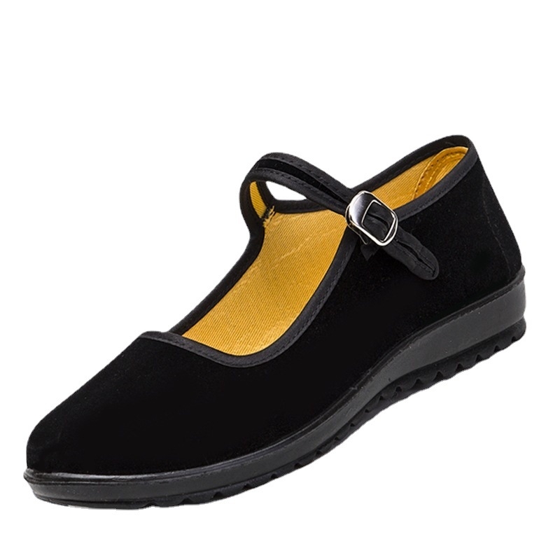 Moteriški rankų darbo audiniai batai su zomšos viršutine dalimi, plokščiu kulnu, sagtimi užsegami, kvėpuojantys kasdieniame nešiojimui