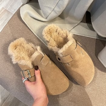 Ženske slip-on loaferice s plišastom unutarnjom, gornji dio od prave kože, debela gumena potplat, retro dizajn