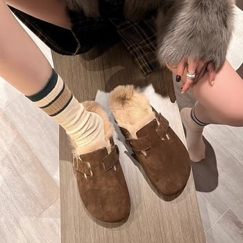 Ženske slip-on loaferice s plišastom unutarnjom, gornji dio od prave kože, debela gumena potplat, retro dizajn